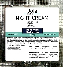 Revitalisierende Nachtcreme mit Hyaluronsäure und Ceramiden - Jole Night Cream Anti-Aging Facial Cream — Bild N3