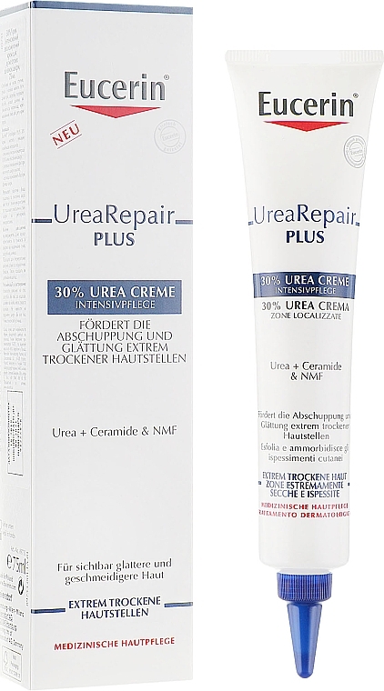 Intensiv feuchtigkeitsspendende Creme für trockene Haut mit Harnstoff und Ceramiden - Eucerin UreaRepair Plus 30% Urea Creme — Bild N2