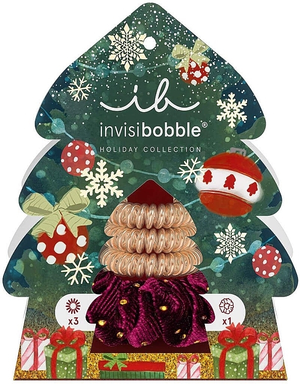 Set - Invisibobble Good Thinks Come In Trees Gift Set (Spiral-Haargummi 3 St. + Scrunchie-Haargummi 1 St.) — Bild N3