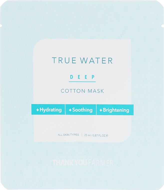 Feuchtigkeitsspendende und beruhigende Tuchmaske für das Gesicht - Thank You Farmer True Water Deep Cotton Mask — Bild N1