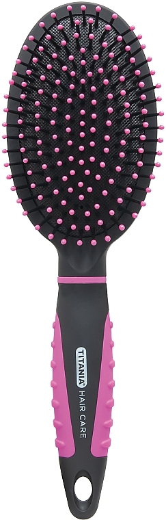 Haarbürste oval 11 Reihen schwarz mit rosa - Titania Hair Care Pneumatic Hair Brush Oval — Bild N1