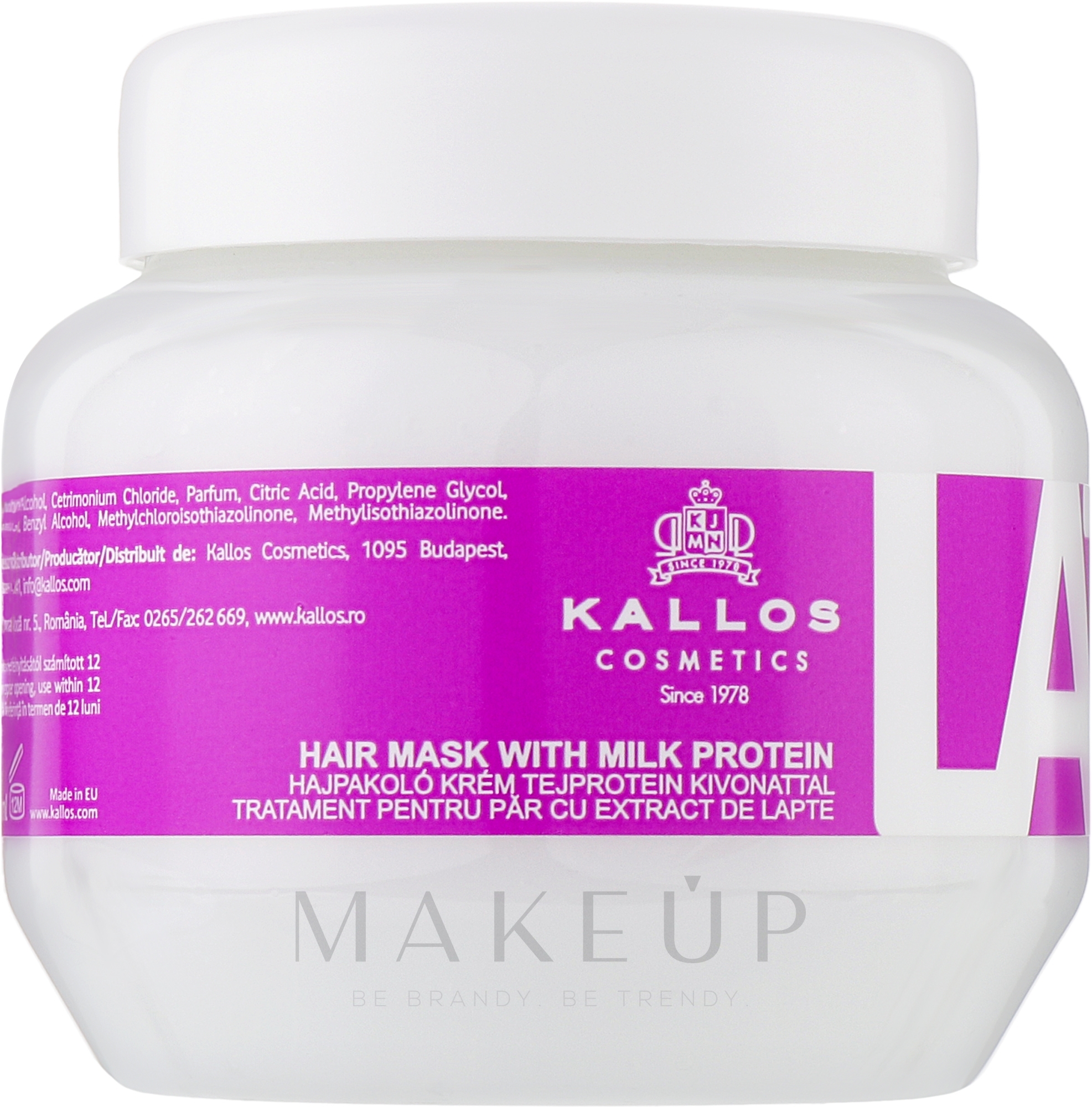 Jasmine Maske für erschöpftes Haar - Kallos Cosmetics Latte With Milk Protein Mask — Bild 275 ml