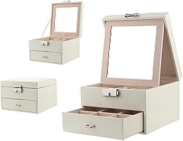 Schmuck- und Uhrenbox mit Spiegel weiß - Ecarla — Bild N1