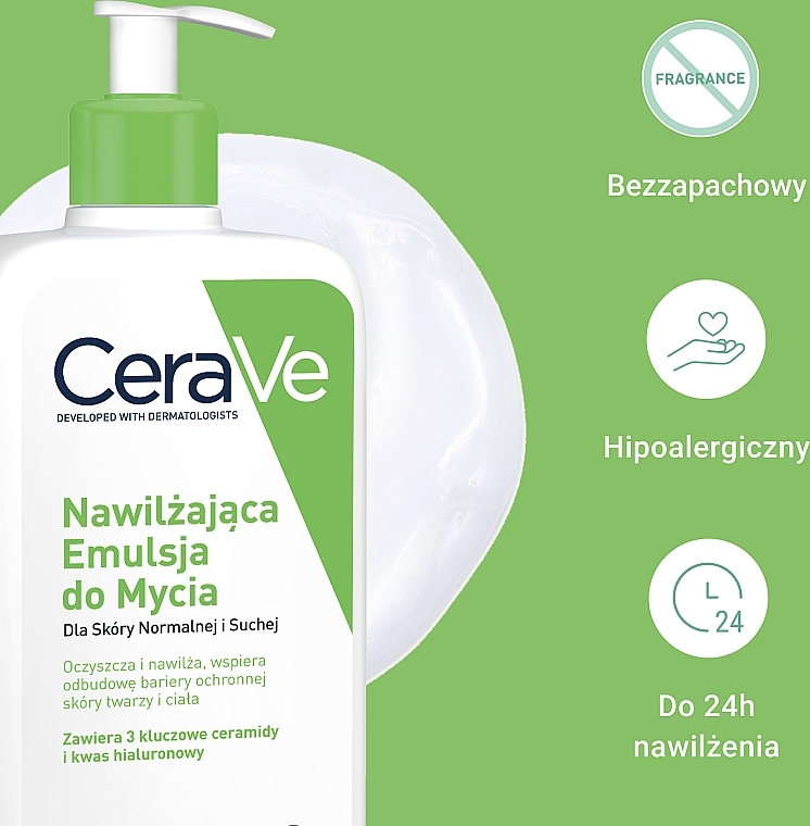 CeraVe Hydrating Cleanser - Feuchtigkeitsspendende Reinigungsemulsion für Körper und Gesicht mit 3 essentiellen Ceramiden und Hyaluronsäure  — Foto N4