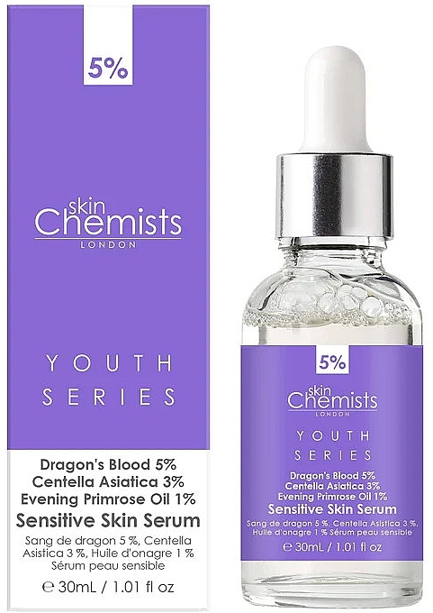 Gesichtsserum - Skin Chemists Youth Series Dragon's Blood 5%, Centella Asistica 3%, Evening Primrose Oil 1% Sensitive Skin Serum — Bild N1