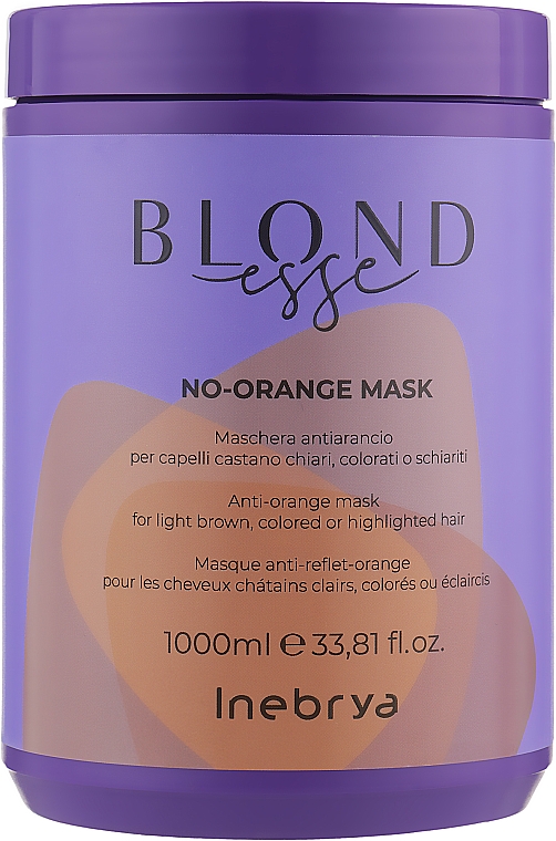 Pflegende Anti-Orangestich Maske für hellbraunes, gefärbtes oder blondiertes Haar - Inebrya Blondesse No-Orange Mask — Bild N2