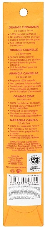 Räucherstäbchen Orange und Zimt - Maroma Encens d'Auroville Stick Incense Orange Cinnamon — Bild N2