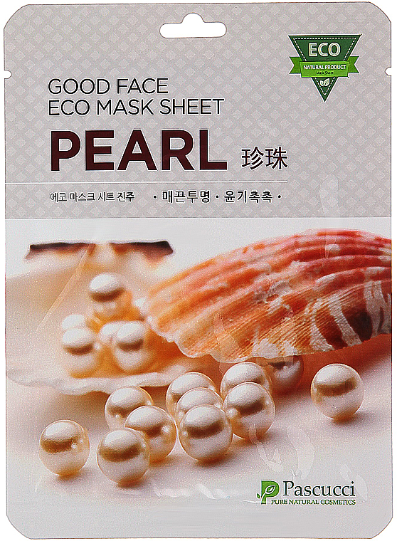 Tuchmaske für das Gesicht mit Perlenextrakt - Amicell Pascucci Good Face Eco Mask Sheet Pearl