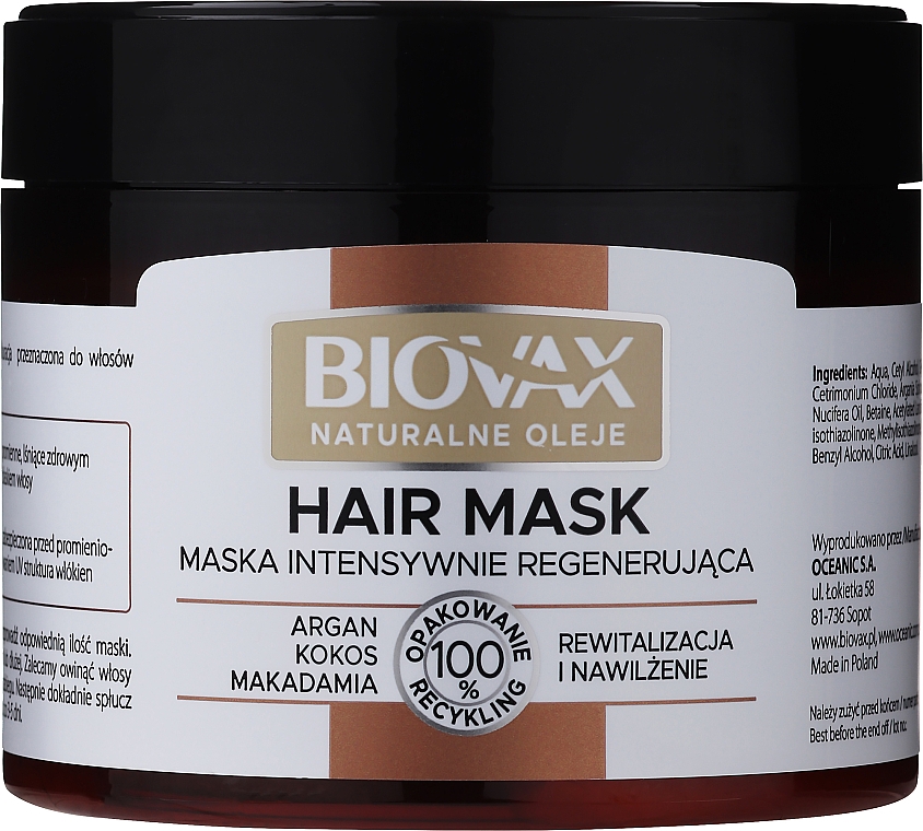 Haarmaske Natürliche Öle - Biovax Natural Hair Mask Intensive Regeneration — Bild N1