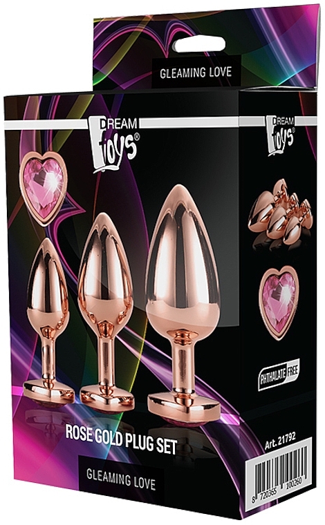 Analplugs in Herzform 3 St. - Dream Toys Gleaming Love Rose Gold Plug Set — Bild N4