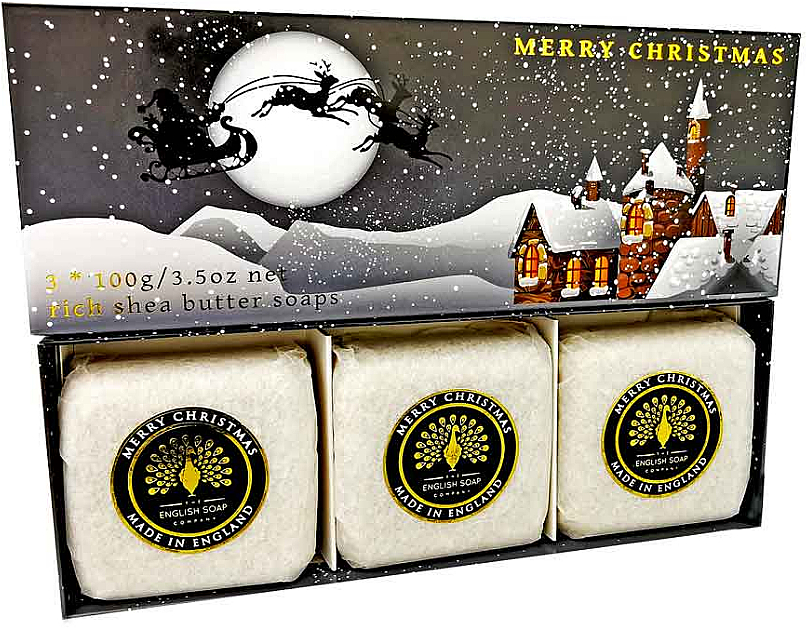 Handseife Frohe Weihnachten mit Sheabutter 3 St. - The English Soap Company Winter Village Hand Soap — Bild N1