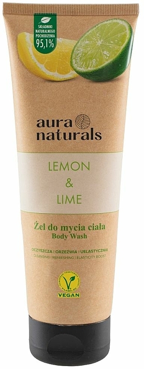 Erfrischendes Duschgel mit Zitrone und Limette - Aura Naturals Lemon & Lime Body Wash — Bild N1