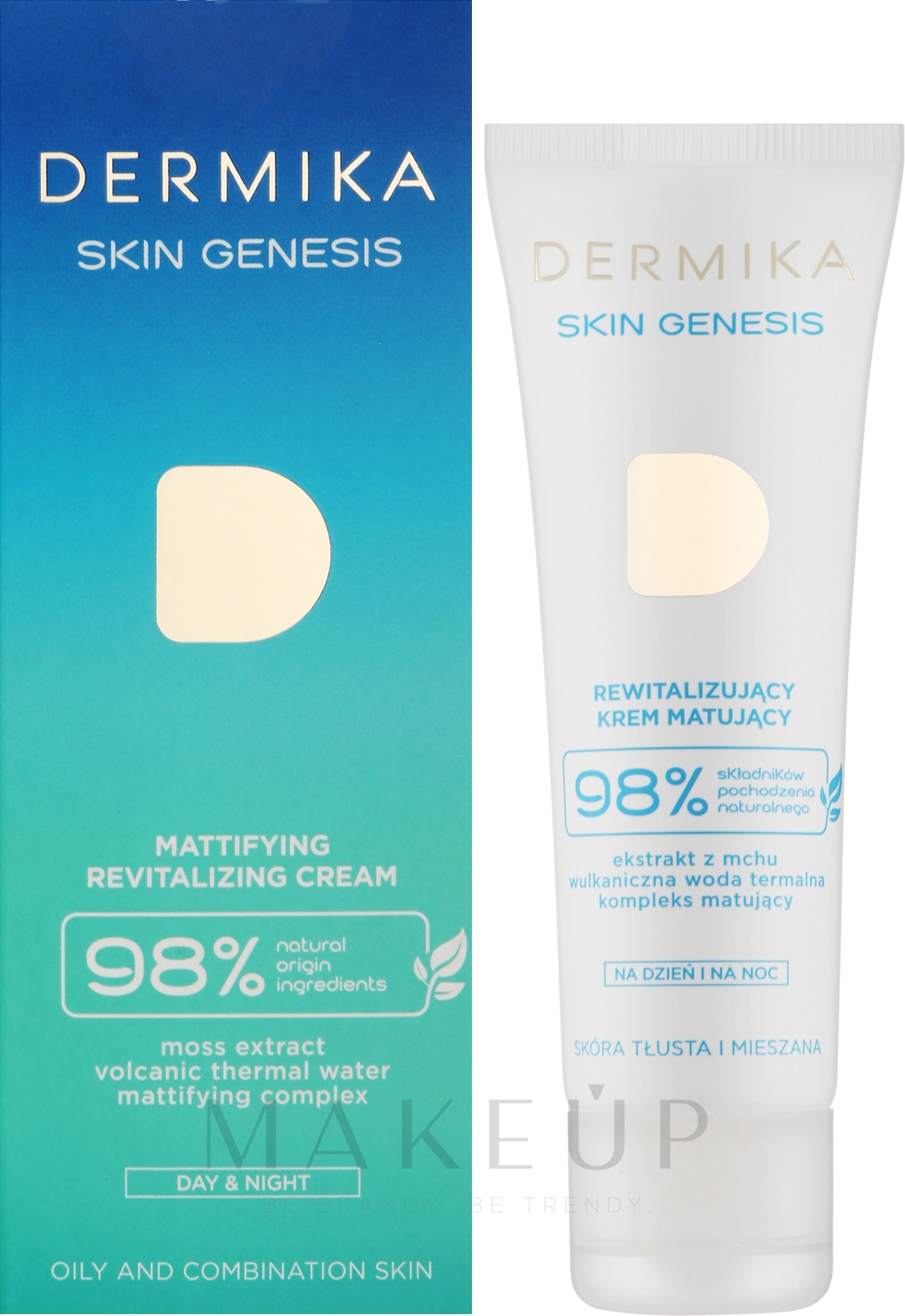 Revitalisierende und mattierende Gesichtscreme für fettige und Mischhaut - Dermika Skin Genesis — Bild 50 ml