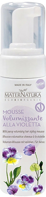 Haarmousse mit Veilchen für mehr Volumen - MaterNatura Wild Pansy Volumising Hair Styling Mousse — Bild N1