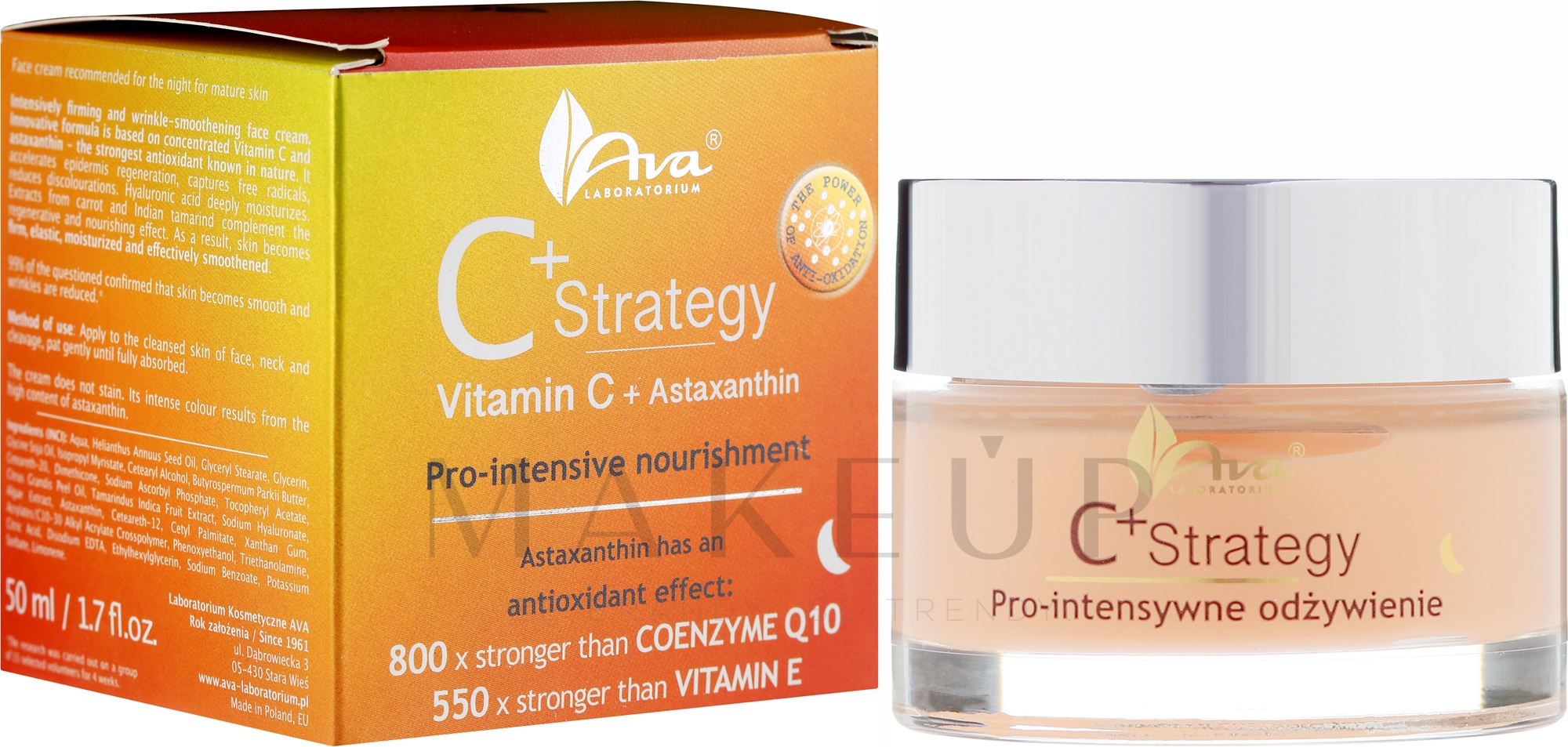 Pflegende Nachtcreme mit Vitamin C - Ava Laboratorium C+ Strategy Pro-intensive Nourishment Face Cream — Bild 50 ml