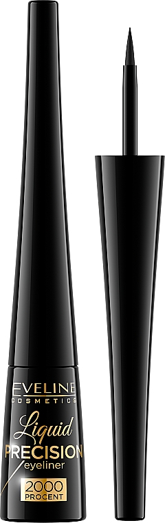 Eveline Cosmetics Liquid Precision Eyeliner 2000 Procent Waterproof - Wasserfester flüssiger Eyeliner — Bild N2