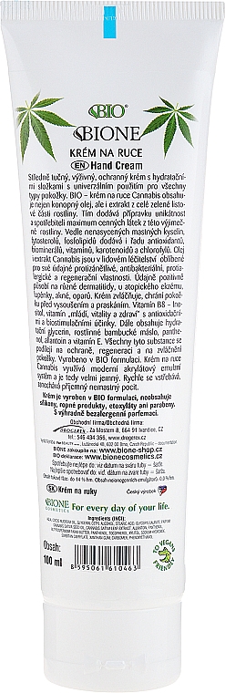 Handcreme mit Hanföl - Bione Cosmetics Cannabis Hand Cream — Bild N2