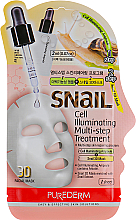 Düfte, Parfümerie und Kosmetik Tonisierende 3D Tuchmaske für das Gesicht mit Schneckenextrakt - Purederm Snail Cell Illuminating Multi-step Treatment