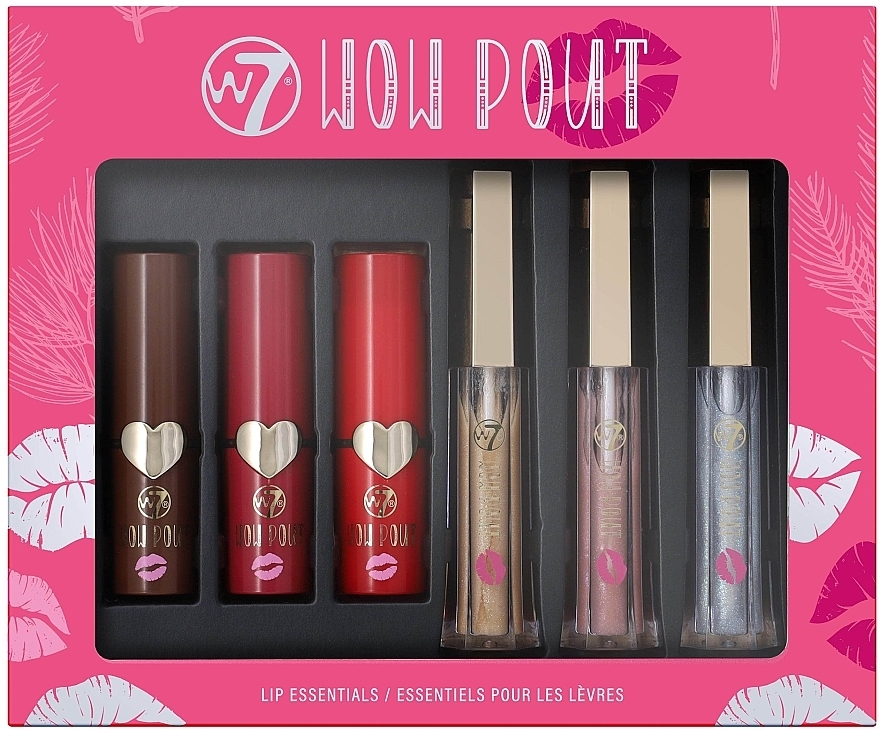 Lippen-Make-up-Set - W7 Wow Pout (Lippenstift 3x3.5g + Lipgloss 3x3ml) — Bild N1