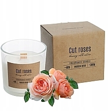Duftkerze mit Holzdocht im runden Glas - Bispol Fragrance Candle Cut Roses  — Bild N1