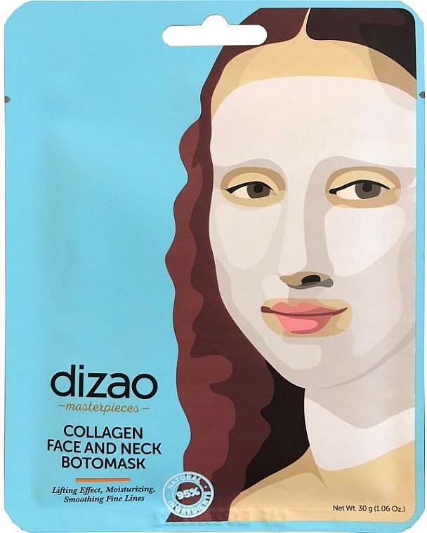 Feuchtigkeitsspendende und glättende Lifting-Tuchmaske für Gesicht und Hals mit Kollagen - Dizao Collagen Face & Neck Botomask — Bild N1