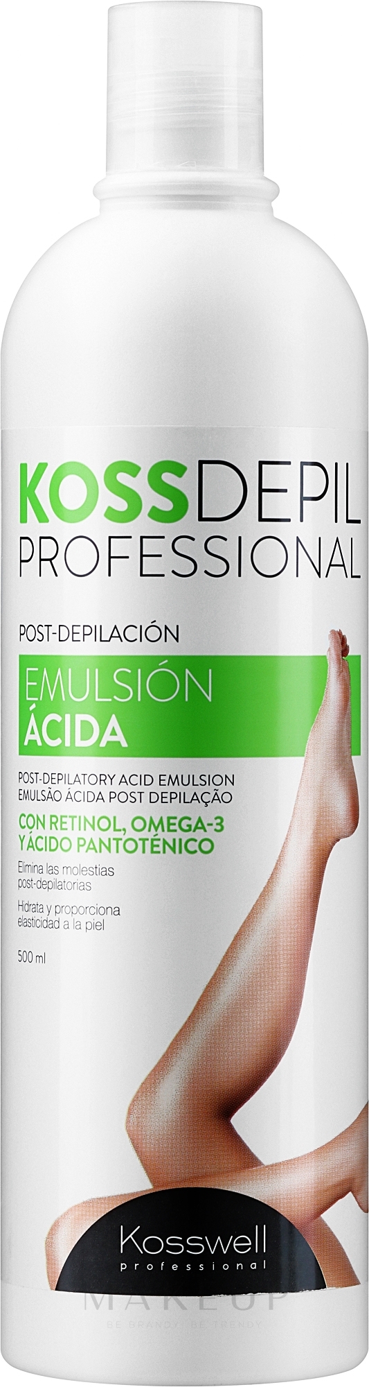 Körperemulsion nach der Haarentfernung - Kosswell Professional Kossdepil Emulsion Acida — Bild 500 ml