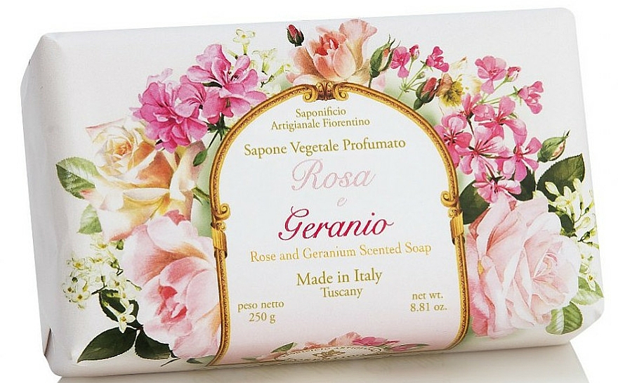 Naturseife mit Rose und Geranie - Saponificio Artigianale Fiorentino Rose And Geranium Soap — Bild N1