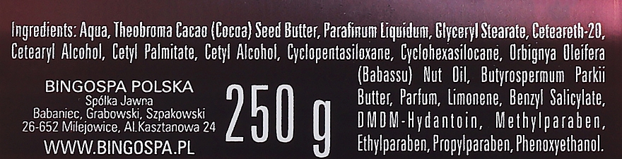 Kakao Körperbutter mit Pfirsich- und Babassuöl - BingoSpa Cocoa Butter With Peach And Babassu Oil Body — Bild N3