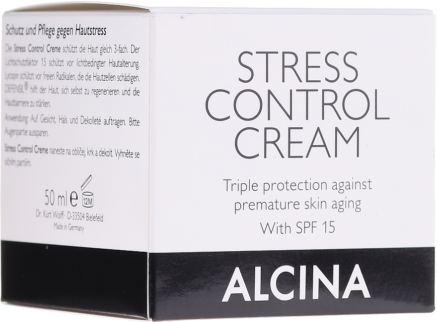 Gesichtscreme gegen vorzeitige Hautalterung LSF 15 - Alcina Stress Control Creme 