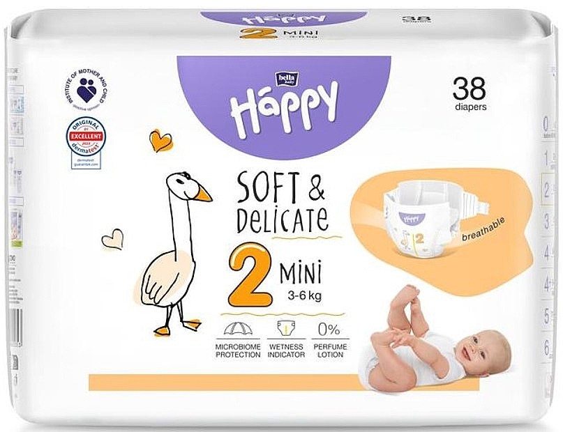 Babywindeln 3-6 kg Größe 2 Mini 38 St. - Bella Baby Happy Soft & Delicate  — Bild N2