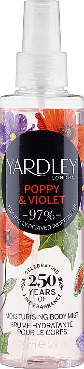 Yardley Poppy & Violet - Feuchtigkeitsspendender parfümierter Körpernebel — Bild N1