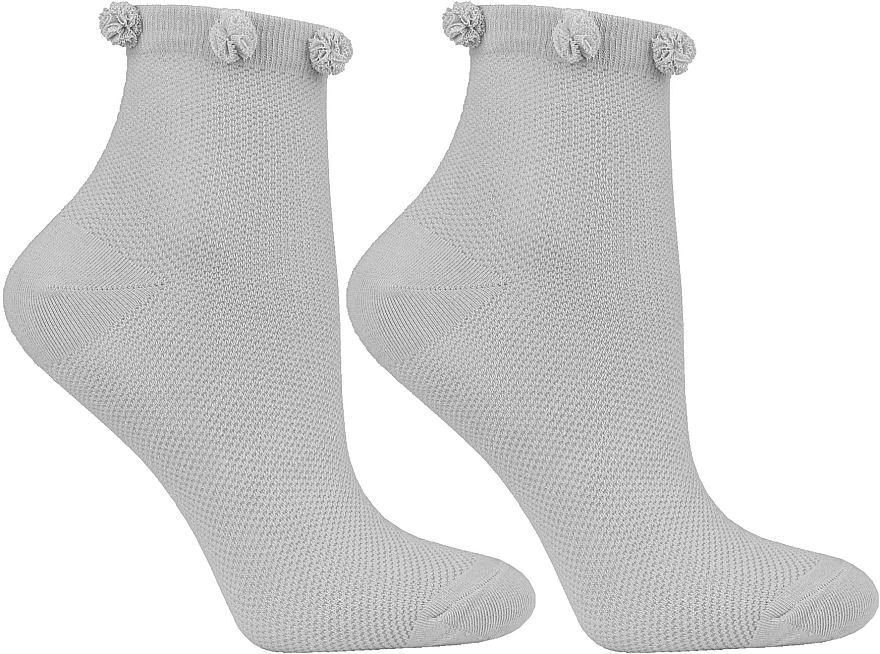 Kurze Damensocken mit Pompons, grau - Moraj — Bild N1