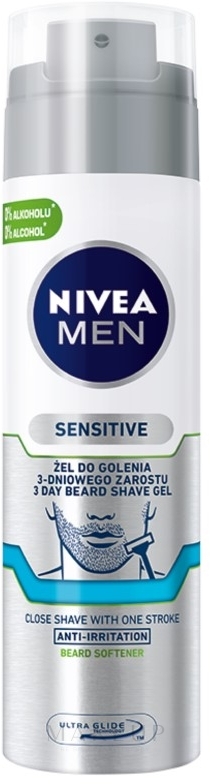 Rasiergel für 3-Tage Bard alkoholfreihe Formel - NIVEA MEN Sensitive — Bild 200 ml