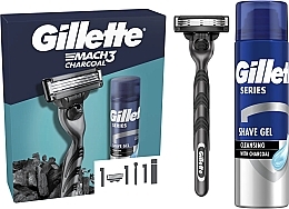 Düfte, Parfümerie und Kosmetik Set - Gillete Mach3 Charcoal (shave/gel/200ml + razor/1pc)