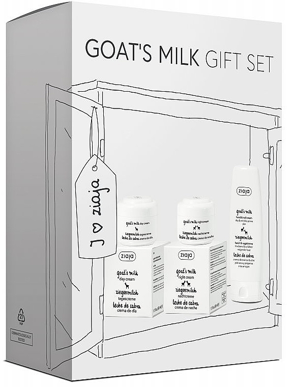 Set - Ziaja Goat Milk Gift Set (d/cr/50ml + n/cr/50ml + h/cr/80ml) — Bild N1