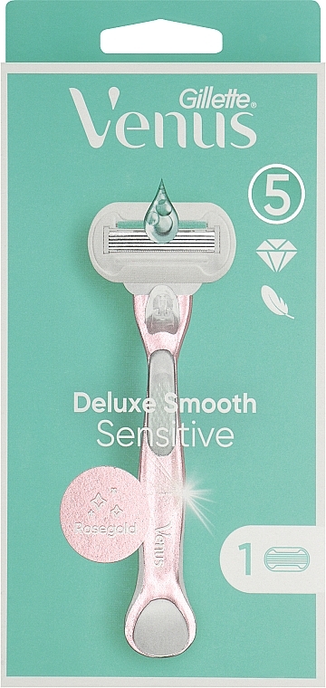 Damenrasierer mit 1 austauschbaren Klinge - Gillette Venus Deluxe Smooth Sensitive — Bild N1