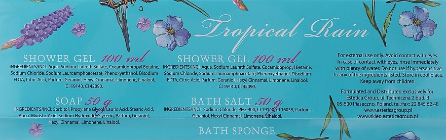 Körperpflegeset - Spa Moments Tropical Rain (Duschgel 100ml + Duschgel 100ml + Badesalz 50g + Seife 50g + Badeschwamm) — Bild N3