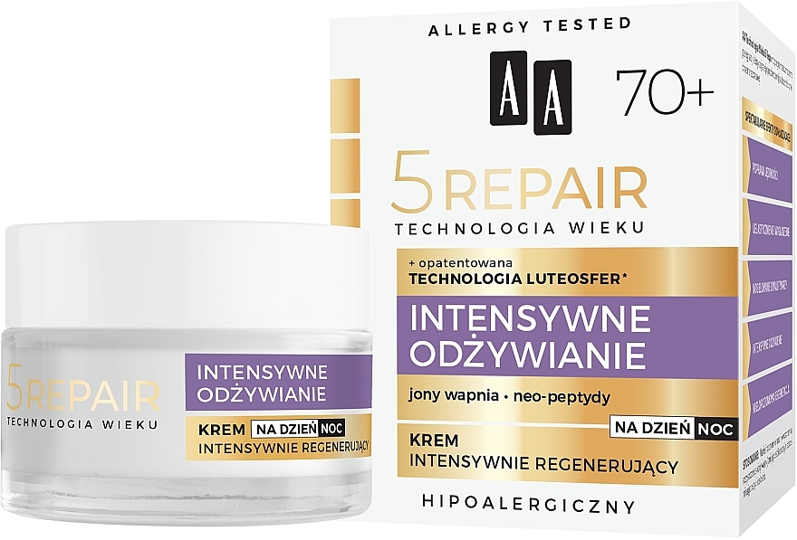 Intensiv regenerierende Gesichtscreme 70+ - AA Age Technology 5 Repair Rich Day-Night Cream 70+
