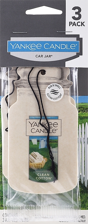 Papier-Lufterfrischer Clean Cotton 3 St. - Yankee Candle Car Jar Clean Cotton — Bild N1