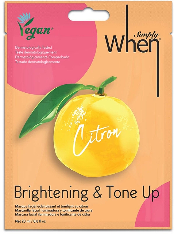 Tuchmaske - Simply When Vegan Citron Brightening & Tone Up Mask — Bild N1