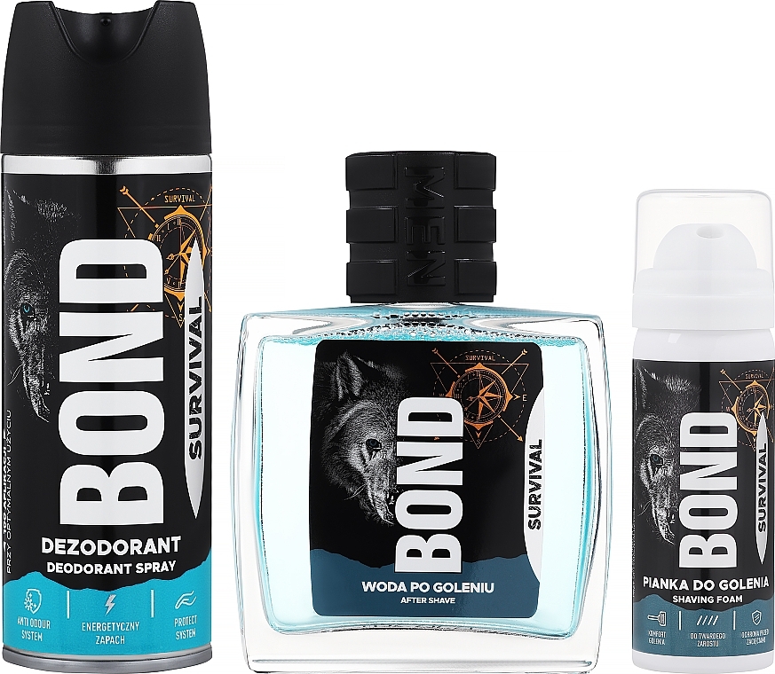 Gesichtspflegeset - Bond Survival (Deospray 150ml + After Shave Lotion 100ml + Rasierschaum 50ml)  — Bild N1