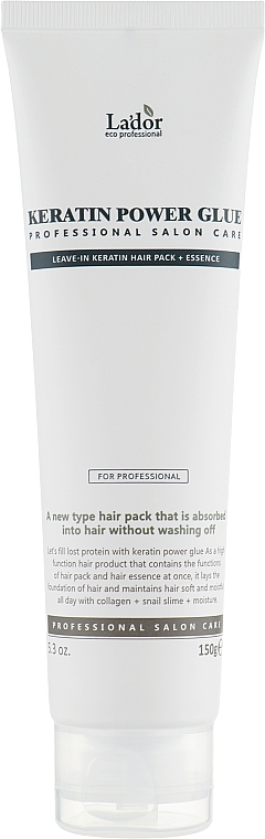 Feuchtigkeitsspendende und reparierende Haarpflege mit Keratin, Kollagen und Schneckenschleim ohne Ausspülen - La'dor Keratin Power Glue — Bild N1