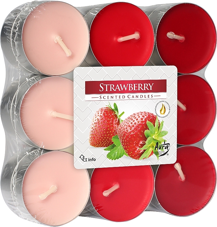 Teekerze Erdbeere 18 St. - Bispol Strawberry Scented Candles — Bild N1