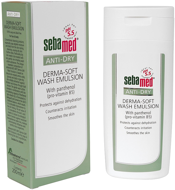 Feuchtigkeitsspendende Reinigungsemulsion für Körper und Gesicht - Sebamed Anti-Dry Derma Soft Wash Emulsion — Bild N1