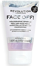 Düfte, Parfümerie und Kosmetik Feuchtigkeitsspendende, beruhigende und antioxidative Peel-Off Gesichtsmaske mit Jasminextrakt und Hyaluronsäure - Revolution Skincare Face Off! Holographic Sparkle Peel Off Face Mask