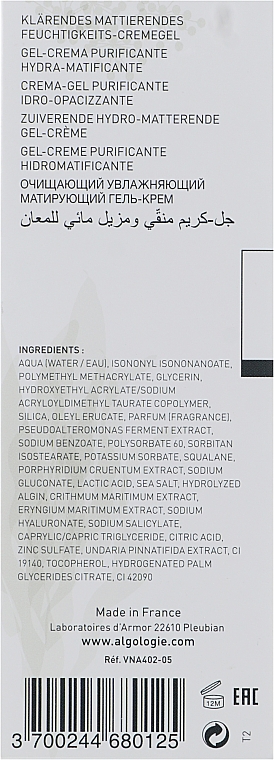 Feuchtigkeitsspendendes mattierendes Creme-Gel - Algologie Mat Plus Hydro-Matifying Purifying Cream-Gel — Bild N3