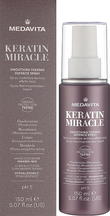 Glättendes Hitzeschutz-Haarspray - Medavita Keratin Miracle Smoothing Thermo Defence Spray — Bild N2