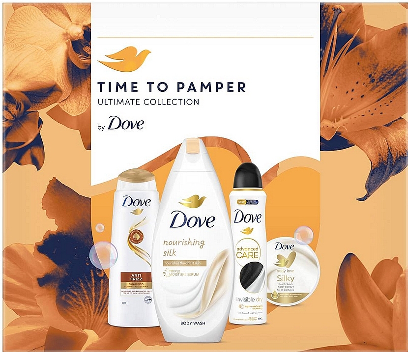Körperpflegeset - Dove Time To Pamper (Duschgel 250ml + Shampoo 250ml + Körpercreme 300ml + Deospray 150ml) — Bild N1