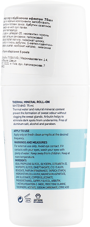 Deo Roll-on mit Mineralien und Thermalwasser - Celenes Thermal Mineral Roll On-Whitening All Skin Types — Bild N2