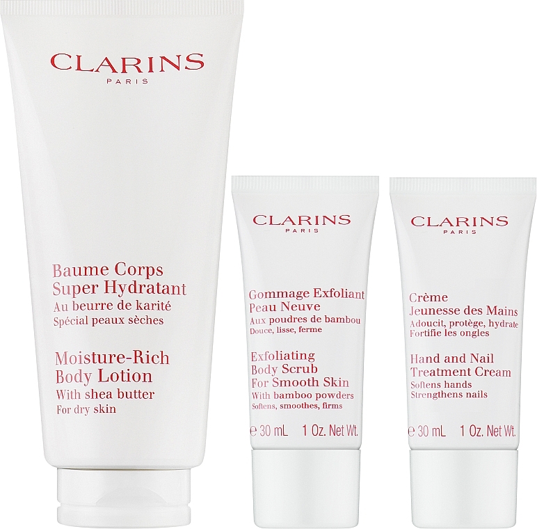 Körperpflegeset - Clarins Moisturizing Body Set (Körperlotion 200ml + Körperpeeling 30ml + Handcreme 30ml) — Bild N2